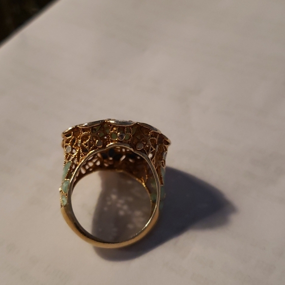 Beautiful Sterling silver GP enamel ring Sz8 - Picture 5 of 7